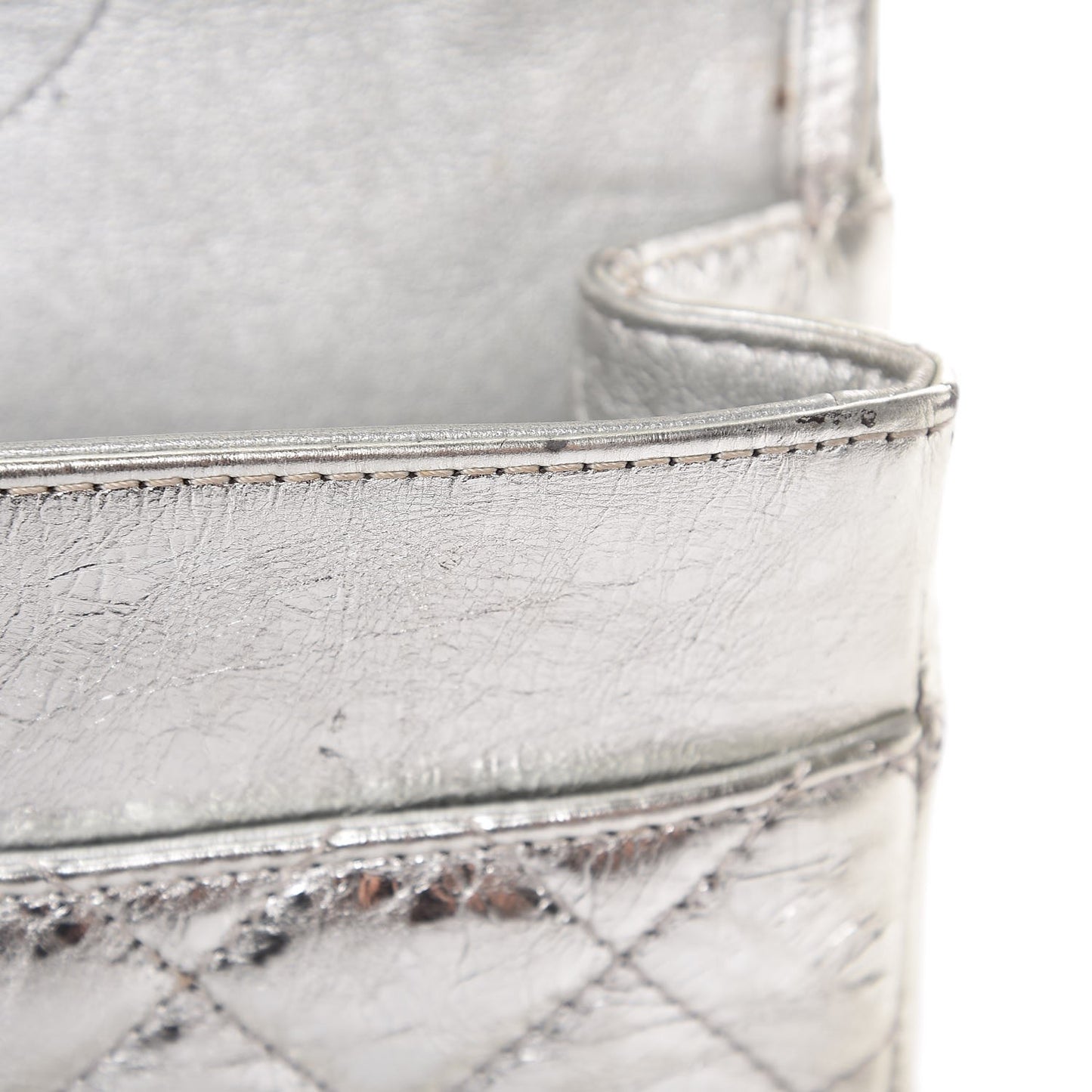 Metallic Aged Calfskin Quilted 2.55 Reissue 227 Flap Silver