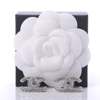 Chanel Crystal CC Earrings Silver 5 of 5