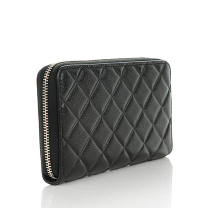Chanel Calfskin Quilted Small Diamond CC Zip Around Wallet Black 3 of 8
