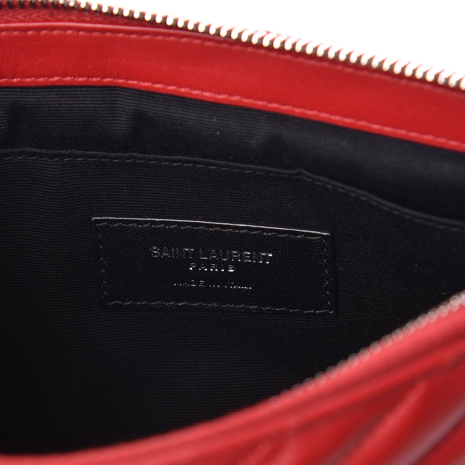 Saint Laurent Calfskin Matelasse Chevron Monogram A5 Wristlet Red 6 of 9