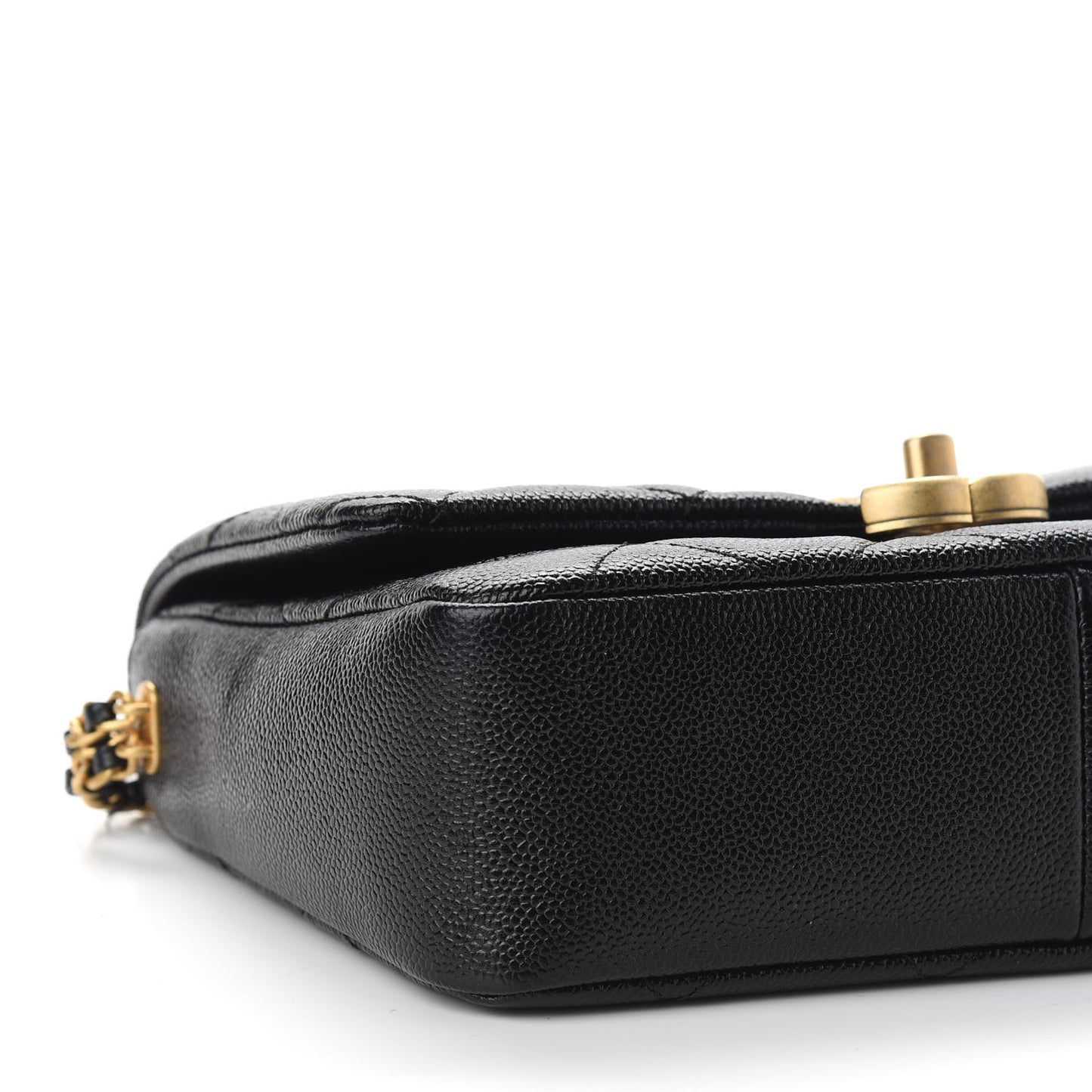Shiny Caviar Quilted Small Chain Melody Flap Black