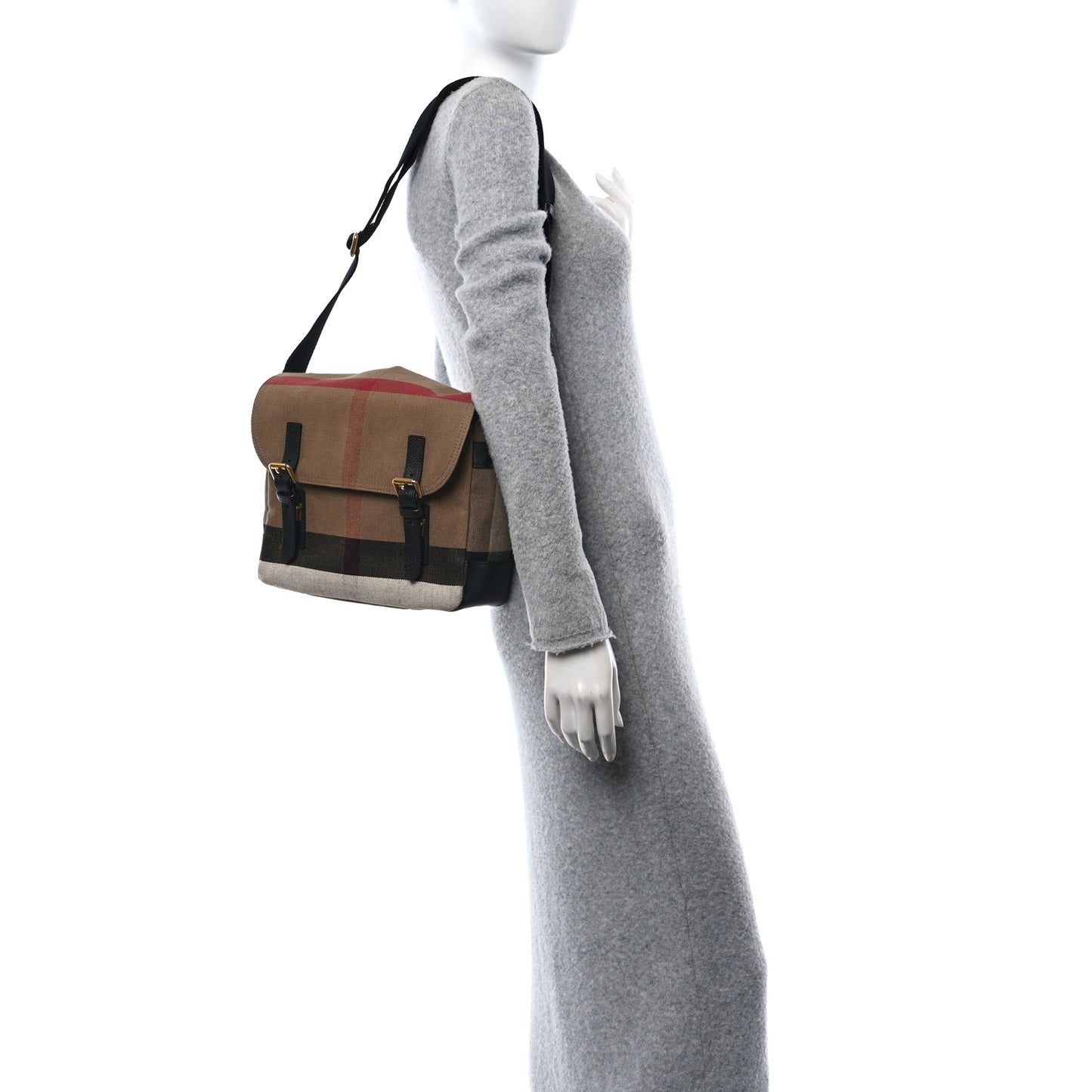 Canvas Mega Check Baildon Messenger Bag Black