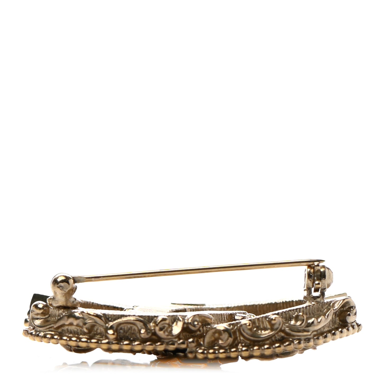 Enamel CC Baroque Brooch Black Gold