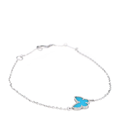 Van Cleef & Arpels 18K White Gold Turquoise Sweet Alhambra Butterfly Bracelet 1 of 6