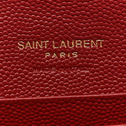 Saint Laurent Grain De Poudre Matelasse Chevron Small Monogram Envelope Wallet Bordeaux 6 of 11