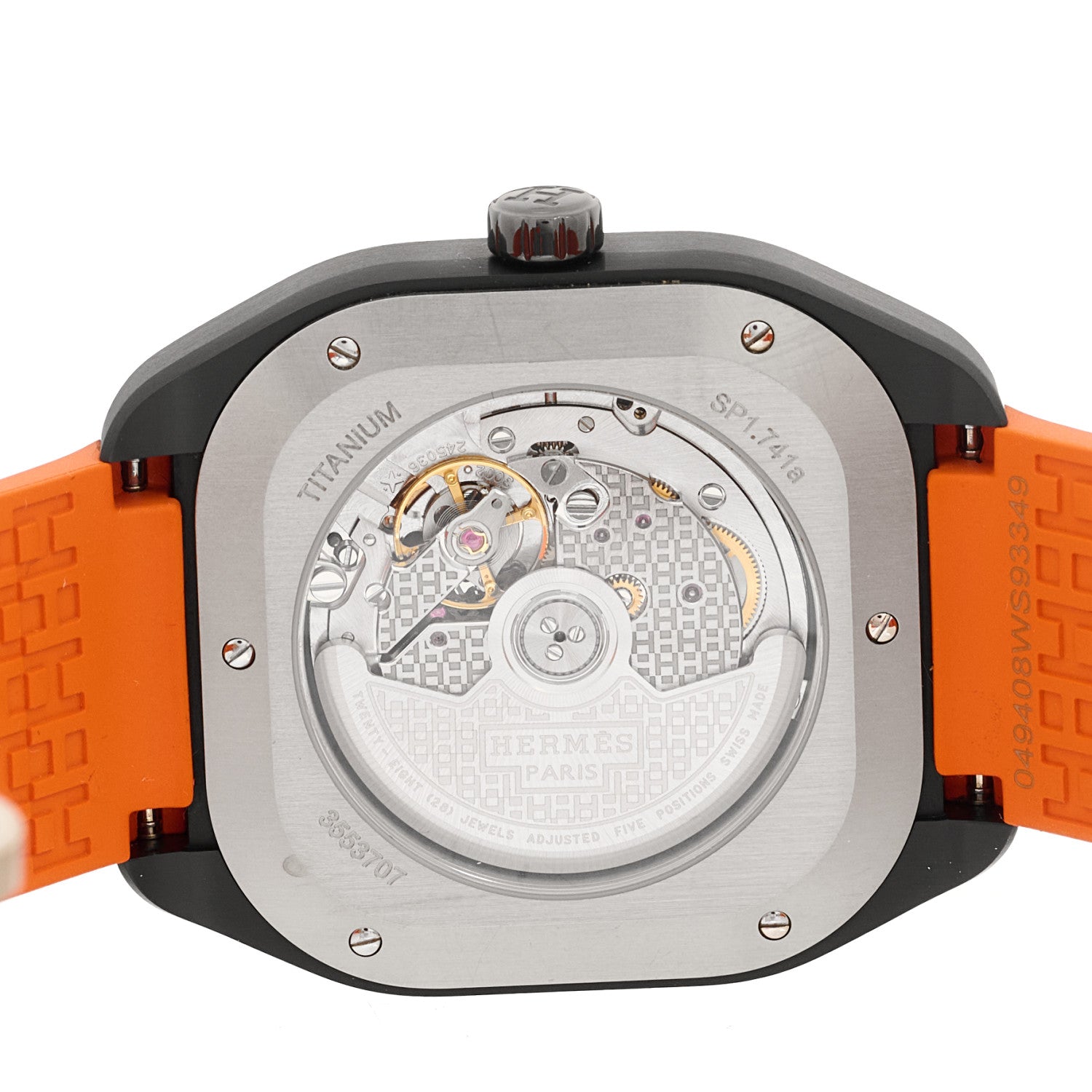 Hermes DLC Coated Titanium Rubber 39mm H08 Automatic Watch Orange 3 of 5
