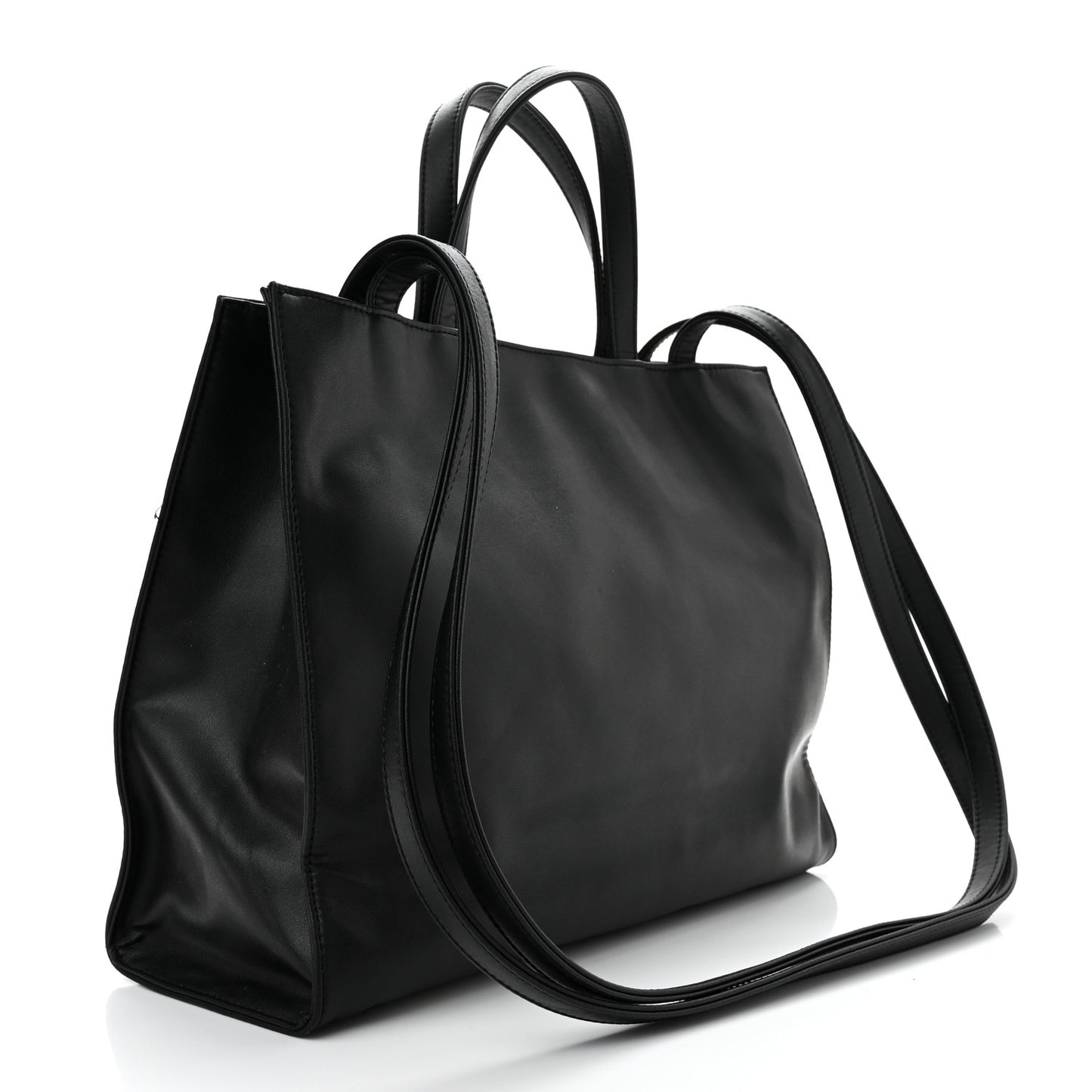 Vegan Leather Medium Shopping Bag Black