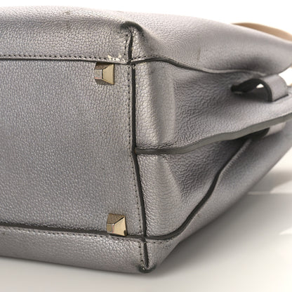 MCM Metallic Grained Calfskin Medium Milla Tote Spike Silver 9 of 9