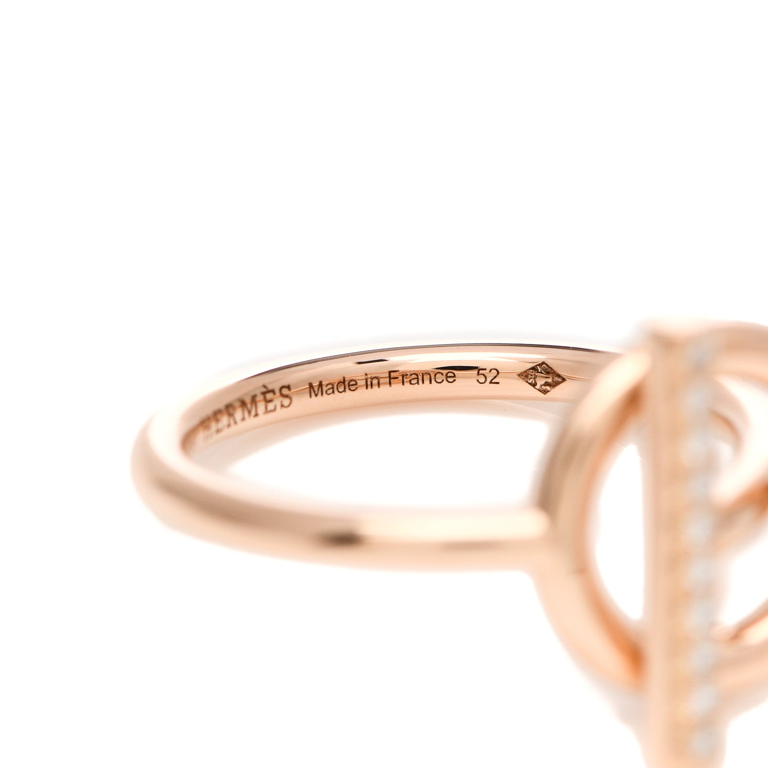 Hermes 18K Rose Gold Diamond PM Echappee Ring 52 6 5 of 5
