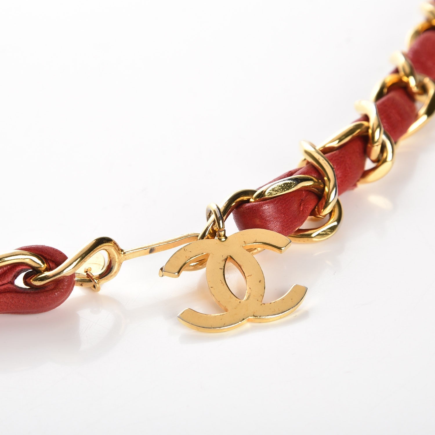 Chanel Lambskin CC Chain Belt Red Gold 4 of 7