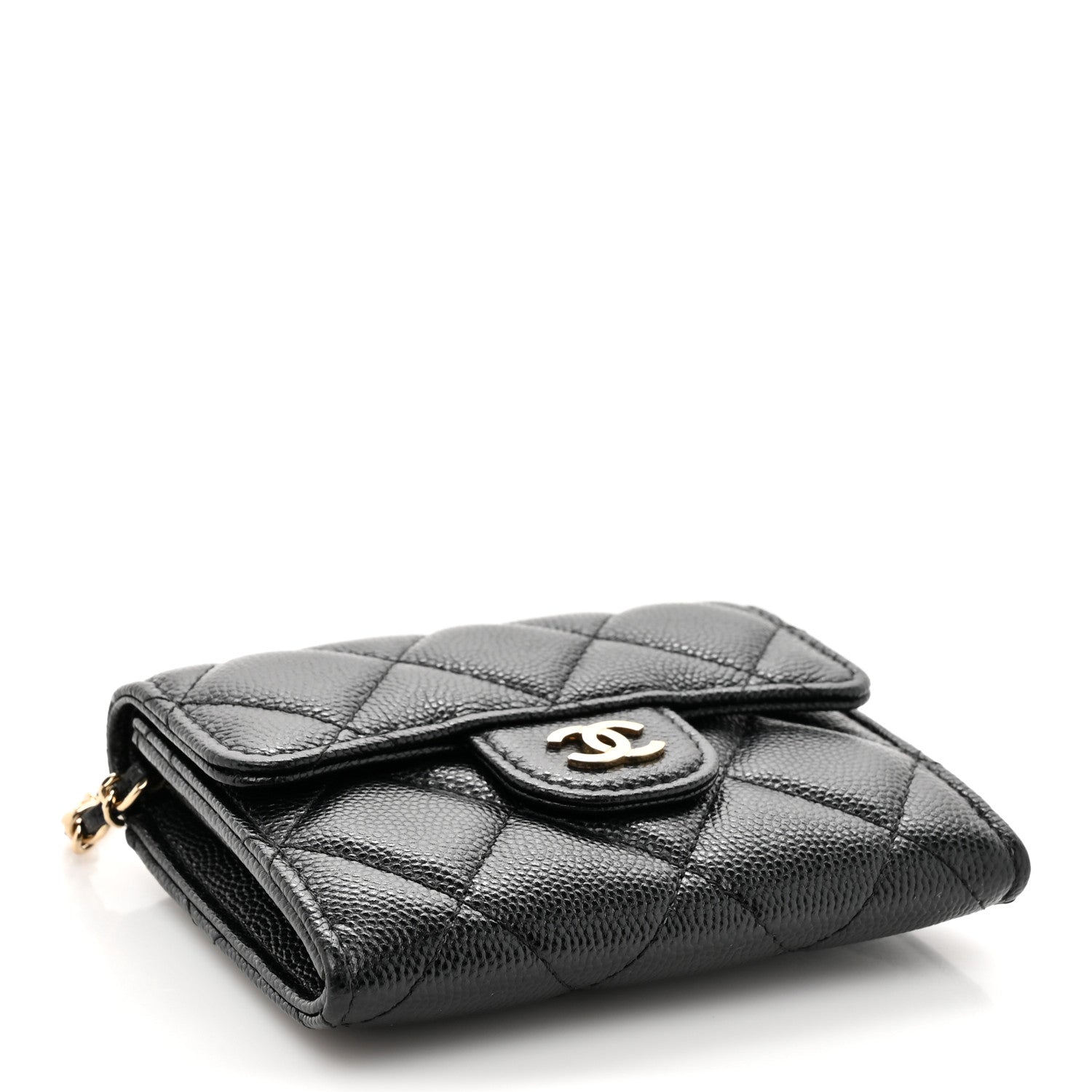 Chanel Caviar Quilted Flap Card Holder On Chain Black 4 of 13
