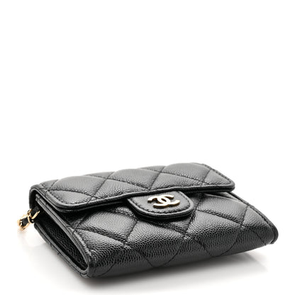 Chanel Caviar Quilted Flap Card Holder On Chain Black 4 of 13