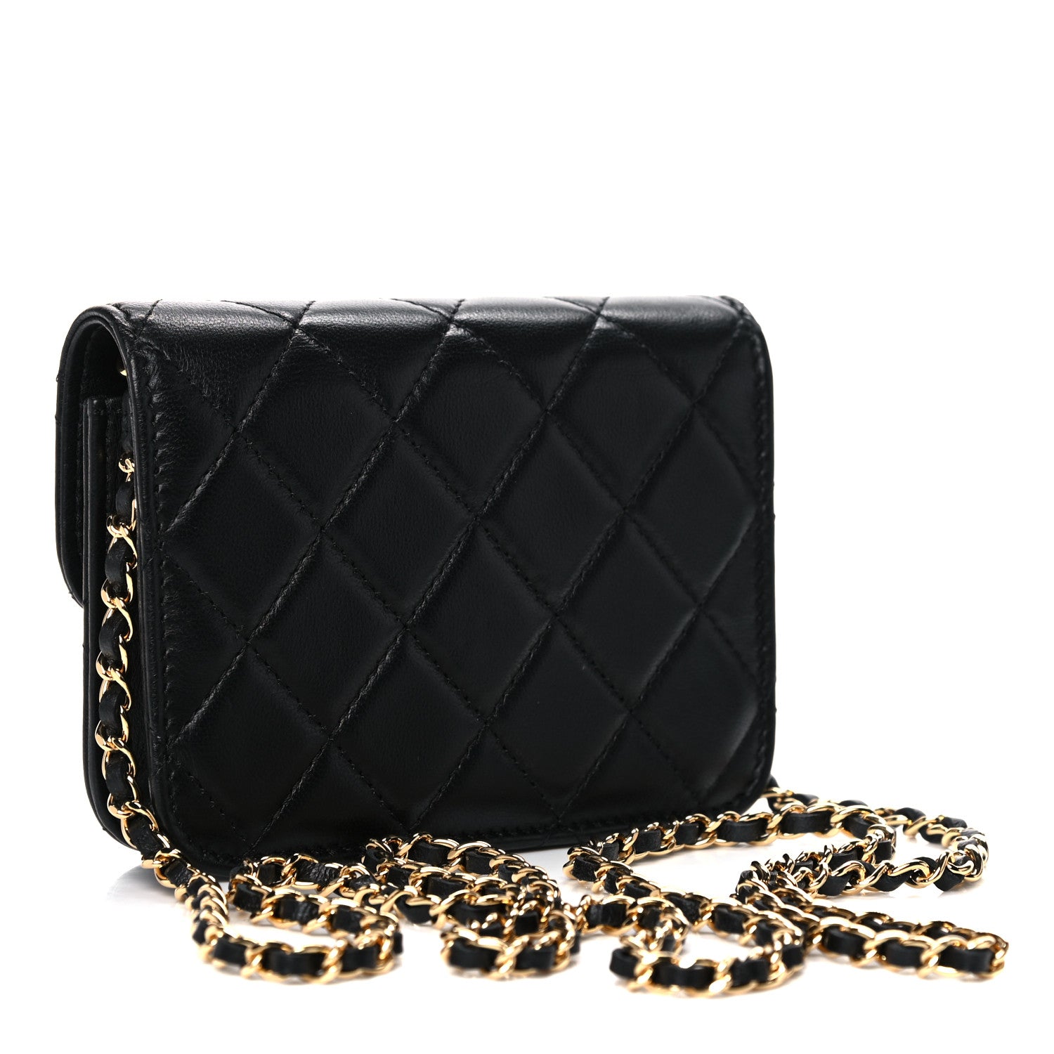 Chanel Lambskin Quilted Zirconium Clutch With Chain Black 3 of 14