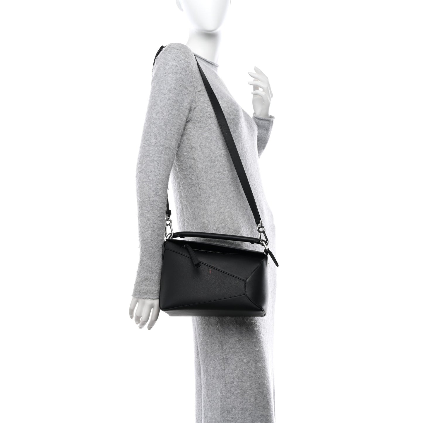 Calfskin Small Puzzle Edge Bag Black