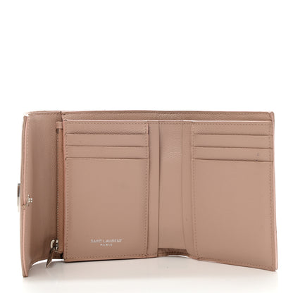 Saint Laurent Grain De Poudre Matelasse Chevron Small Monogram Envelope Wallet Blush 6 of 10