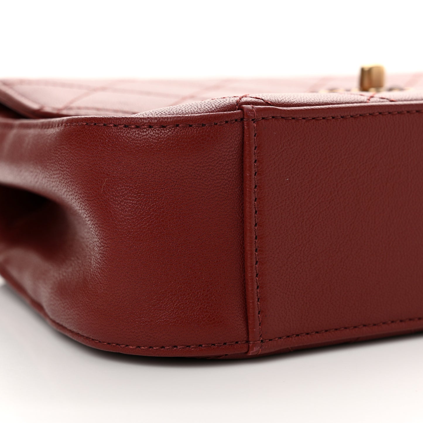 Lambskin Quilted Chain Infinity Top Handle Flap Burgundy