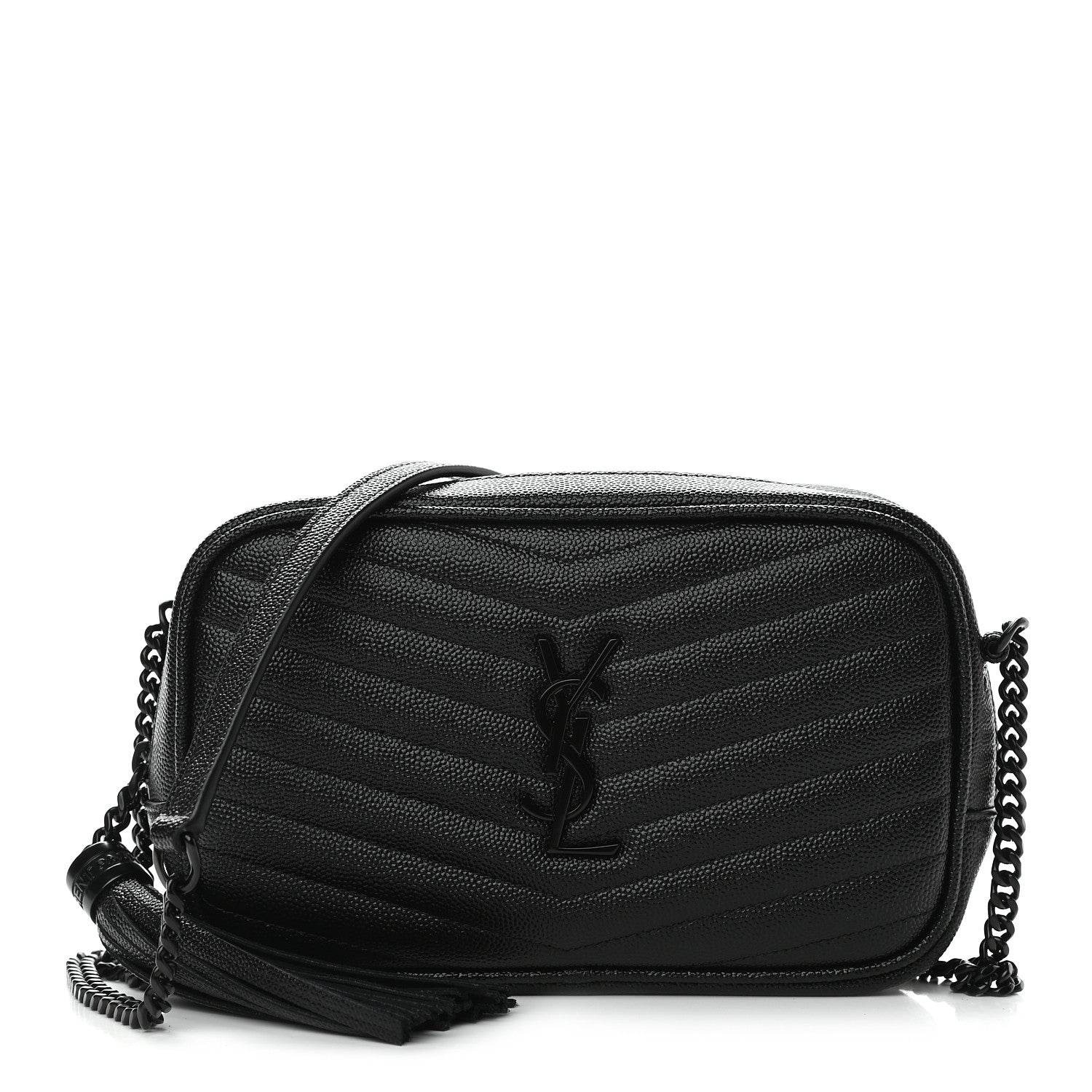 Saint Laurent Grain De Poudre Matelasse Monogram Mini Lou Camera Bag Black 1 of 8