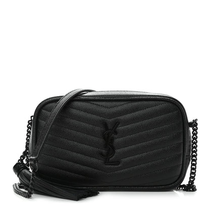 Saint Laurent Grain De Poudre Matelasse Monogram Mini Lou Camera Bag Black 1 of 8