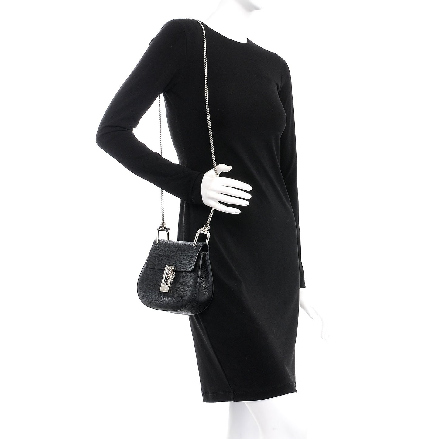 Grained Lambskin Mini Drew Shoulder Bag Black