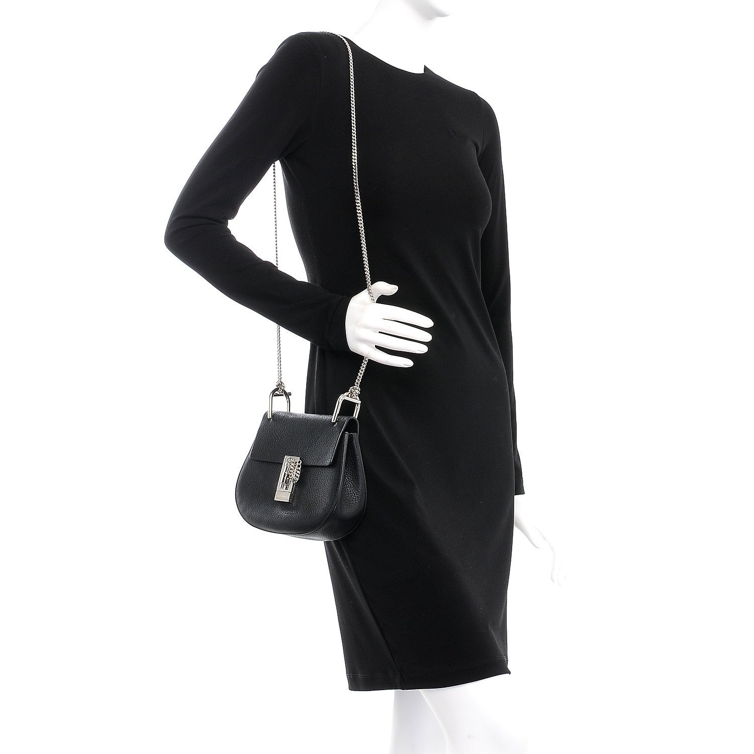 Chloe Grained Lambskin Mini Drew Shoulder Bag Black 2 of 8