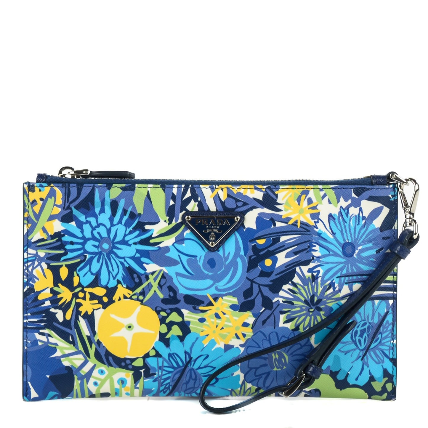 Saffiano Floral Print Wristlet Bluette Dis Primule