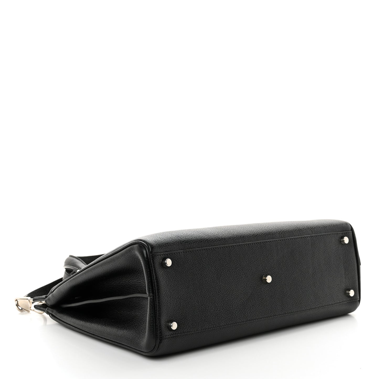 Grainy Calfskin Medium Zumi Top Handle Bag Black