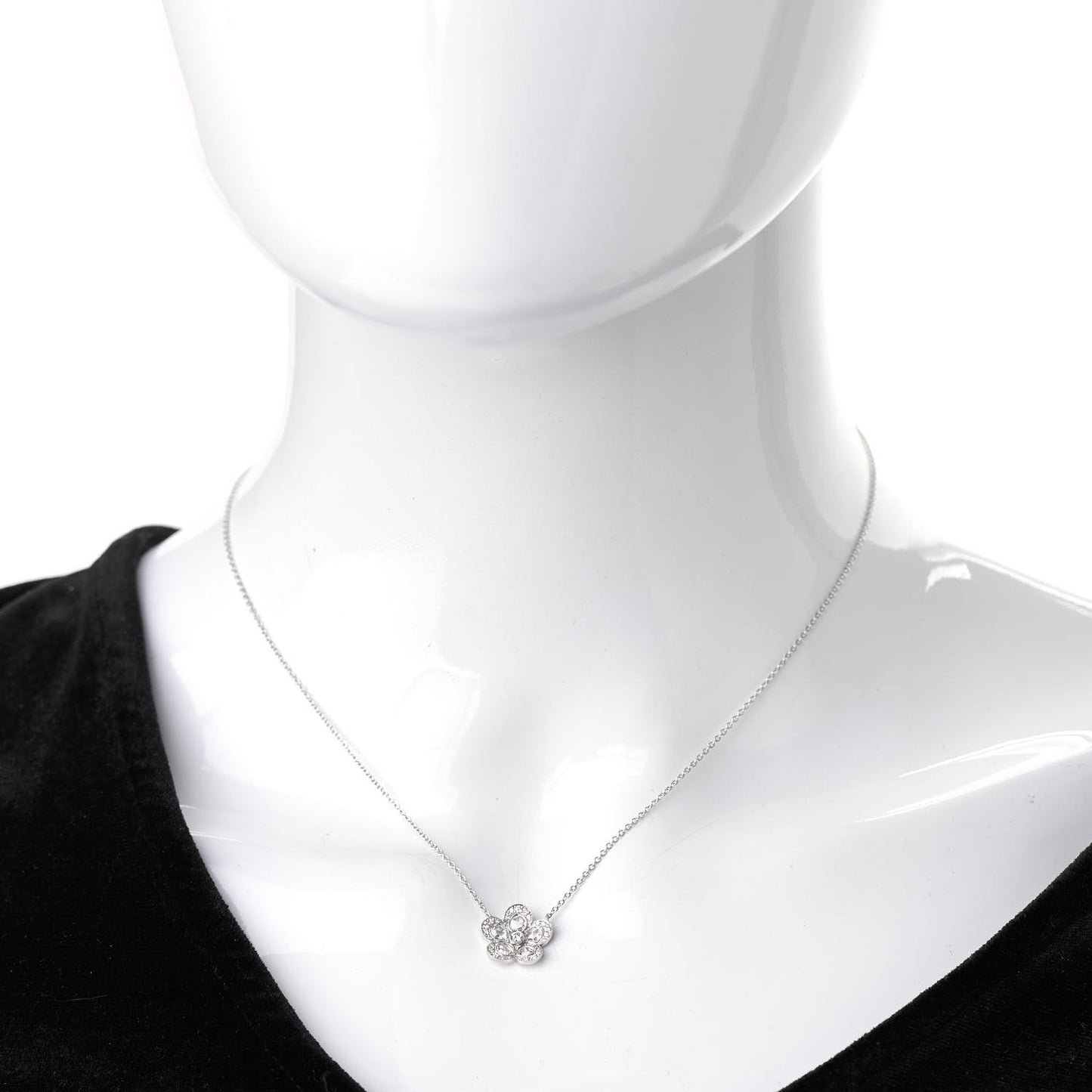 Platinum Diamond Small Enchant Flower Pendant Necklace