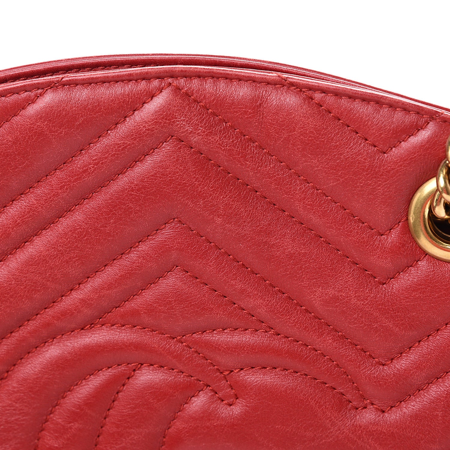 Gucci Calfskin Matelasse Medium GG Marmont Open Top Shoulder Bag Hibiscus Red 12 of 16
