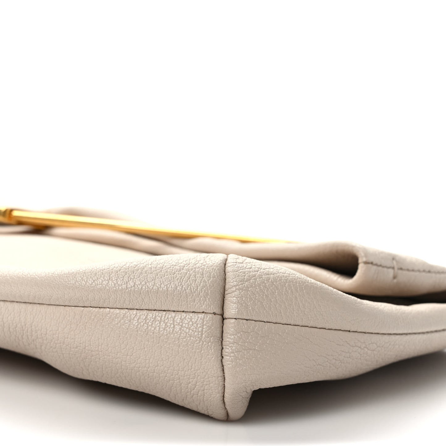 Grained Calfskin Pin Clutch Beige