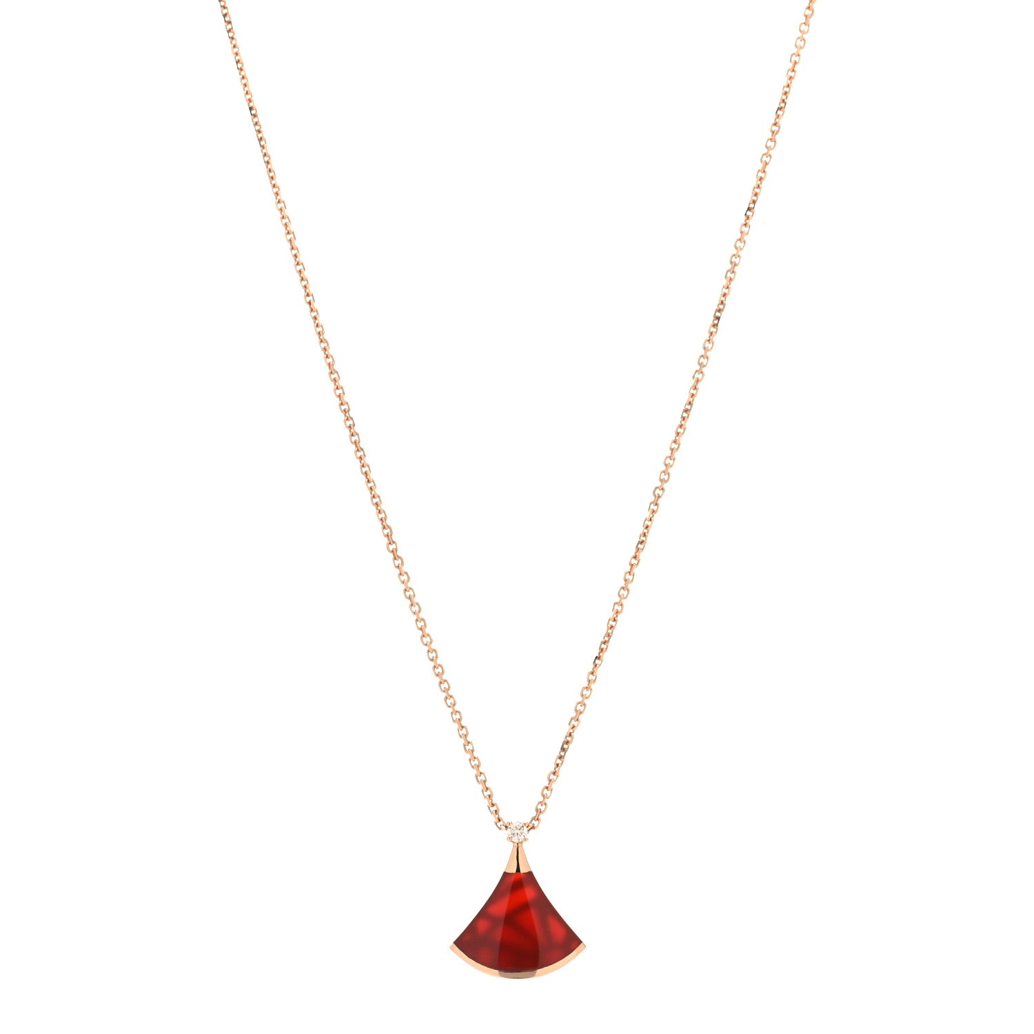 Bulgari 18K Rose Gold Diamond Carnelian Divas' Dream Pendant Necklace 1 of 6