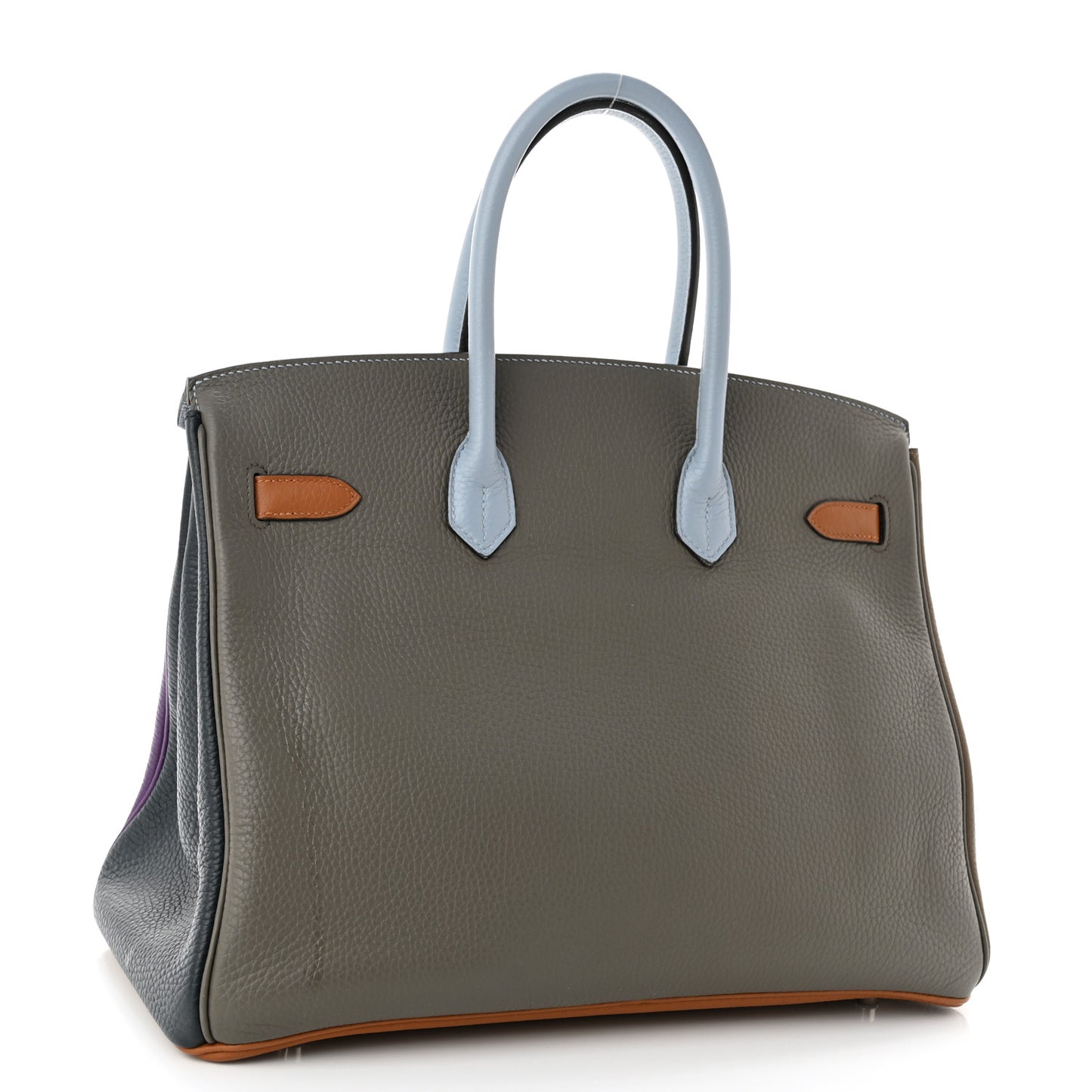 Taurillon Clemence Arlequin Birkin 35 Ultraviolet Etain Bleu Lin Bleu Orage Gold