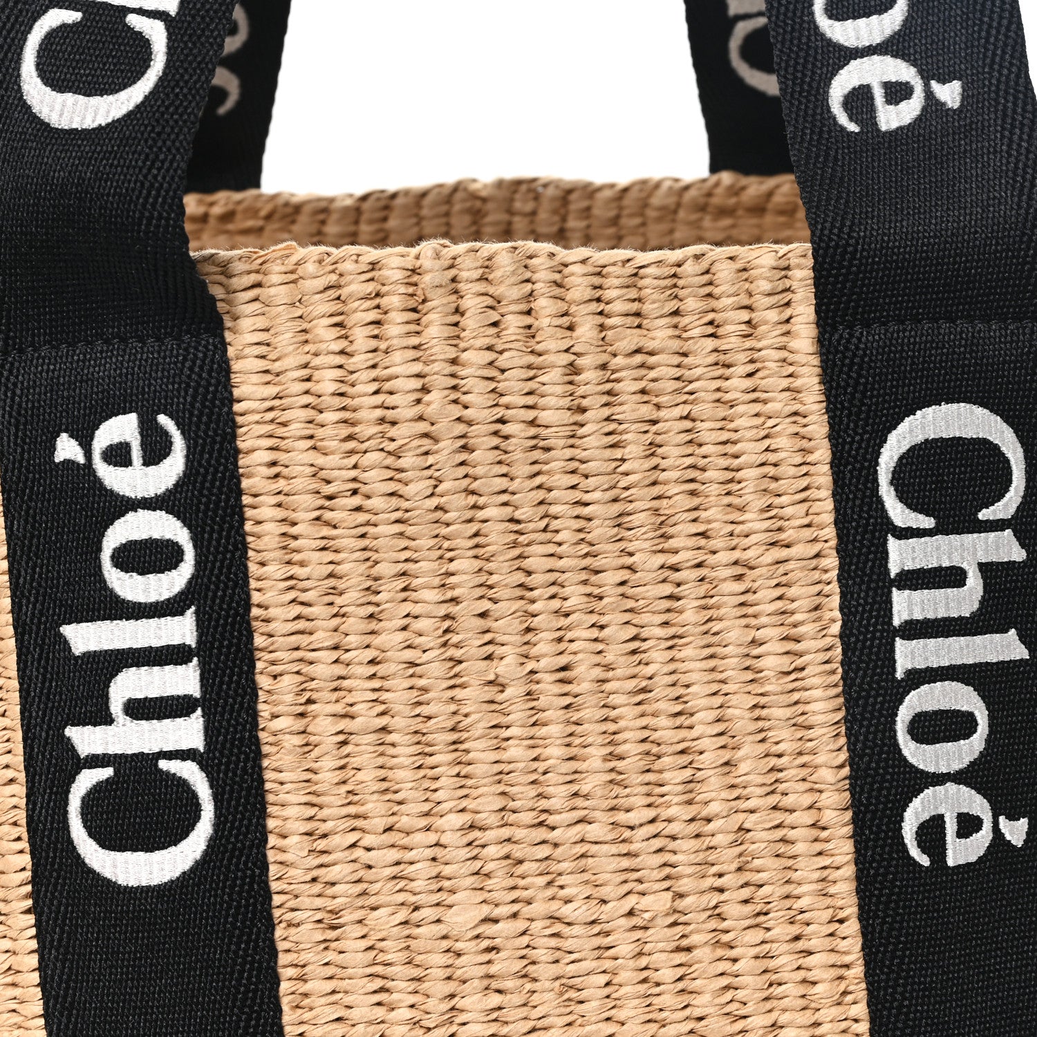 Chloe Raffia Large Woody Tote Black 7 of 11