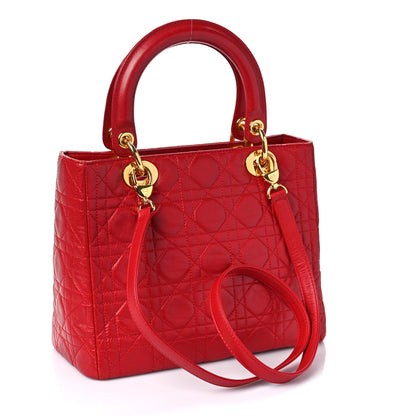 Christian Dior Lambskin Cannage Medium Lady Dior Red 3 of 10