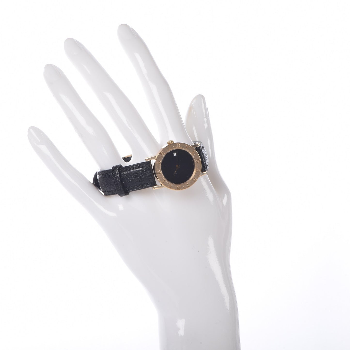18K Yellow Gold Calfskin 26mm Quartz Watch Black