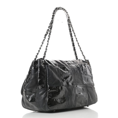 Chanel Lambskin Patent Calfskin Brooklyn Patchwork Accordion Flap Black 3 of 16
