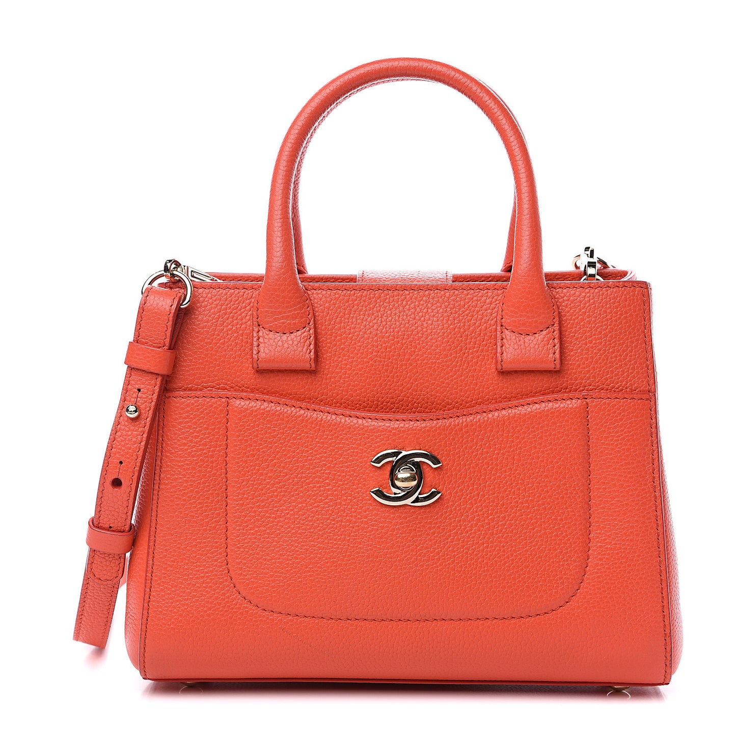 Grained Calfskin Mini Neo Executive Shopper Tote Red