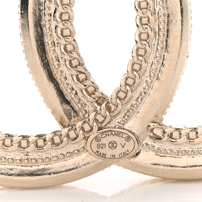 Chanel Pearl Crystal CC Brooch Gold 4 of 5