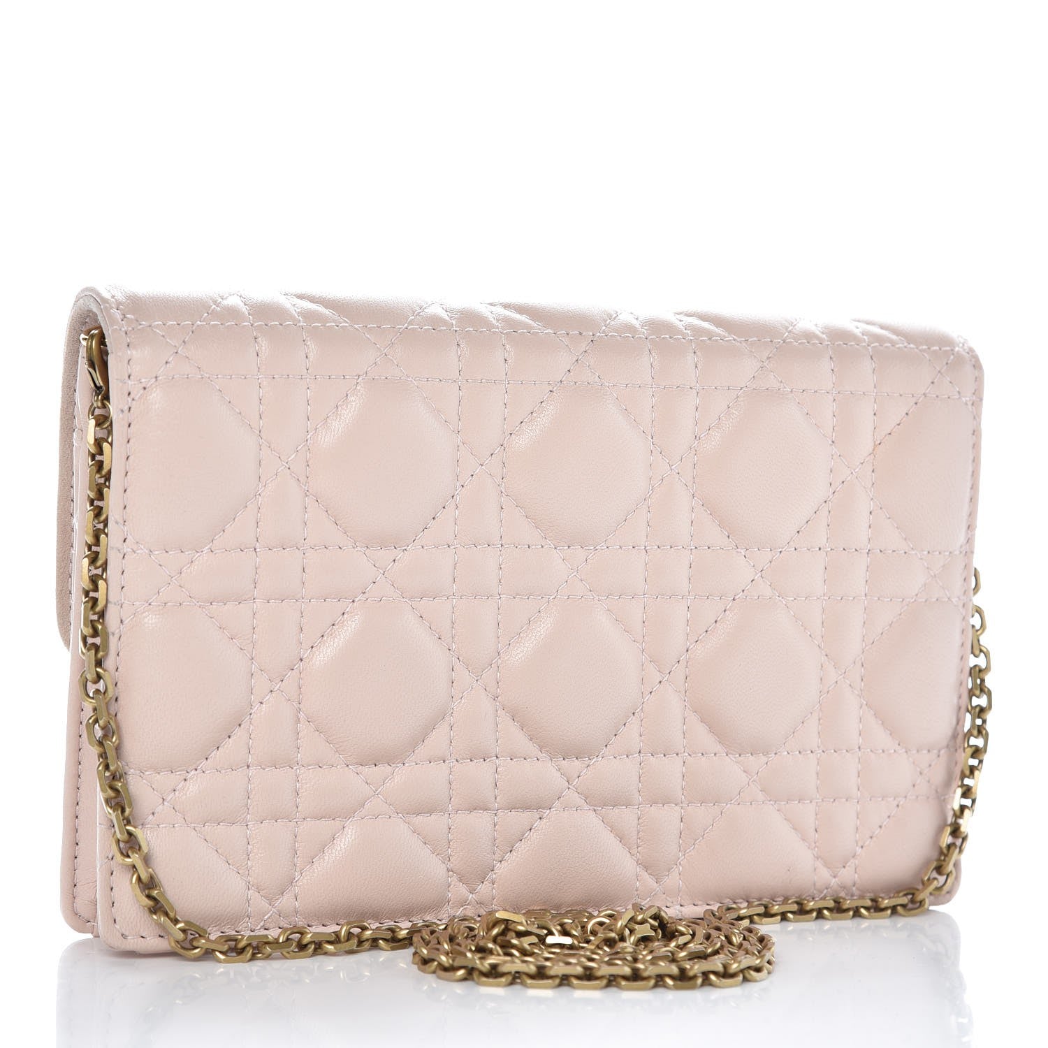 Christian Dior Lambskin Cannage Dioraddict Wallet on Chain Clutch Rose Poudre 3 of 7