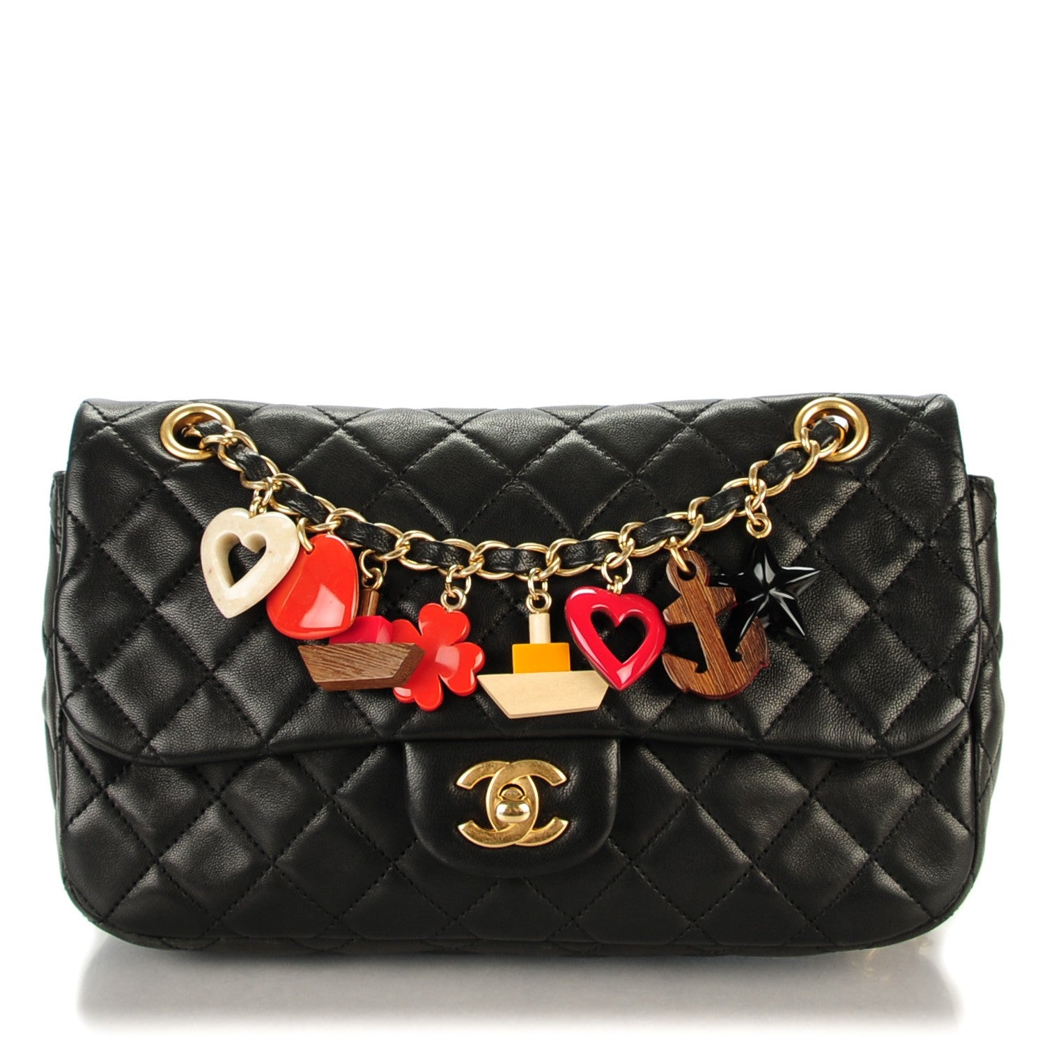 Chanel Lambskin Quilted Medium Cruise Charm Single Flap Black 1 of 8