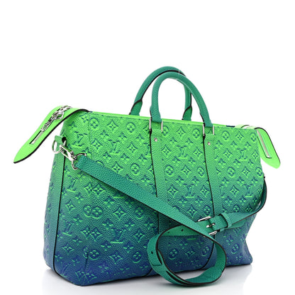 Louis Vuitton Taurillon Illusion Keepall Tote Bleu Vert 3 of 9