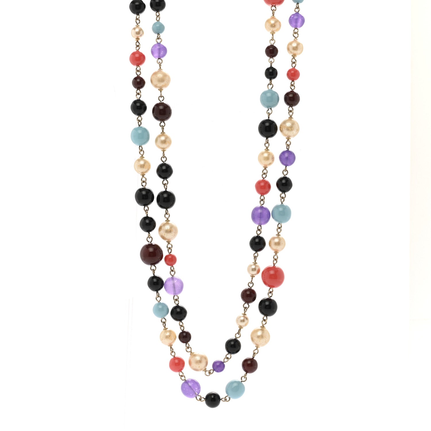 Chanel Beaded Pearl CC Long Strand Necklace Multi 1 of 6