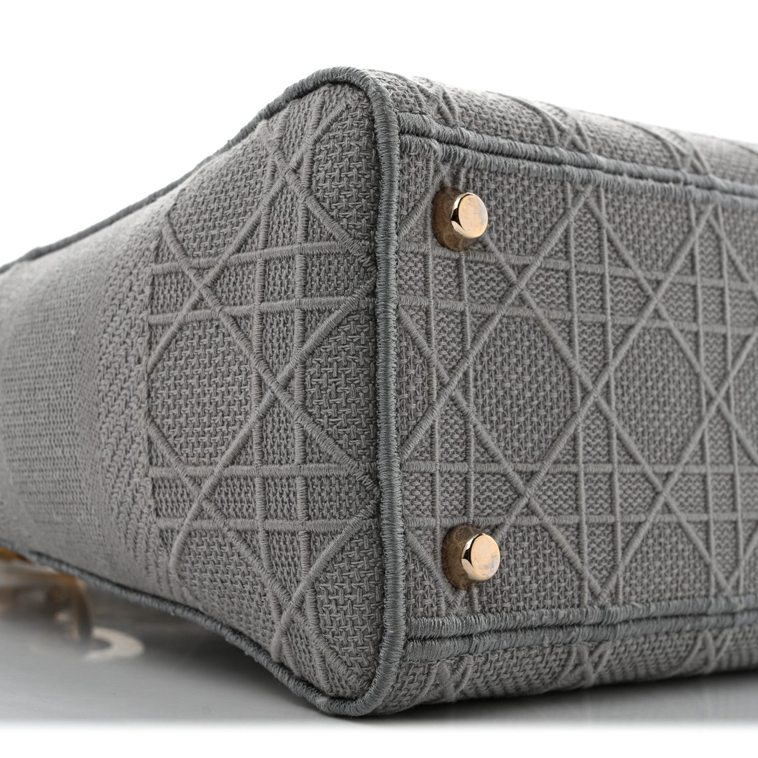 Christian Dior Canvas Embroidered Cannage Medium Lady D-Lite Gray 9 of 12