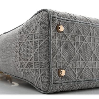 Christian Dior Canvas Embroidered Cannage Medium Lady D-Lite Gray 9 of 12