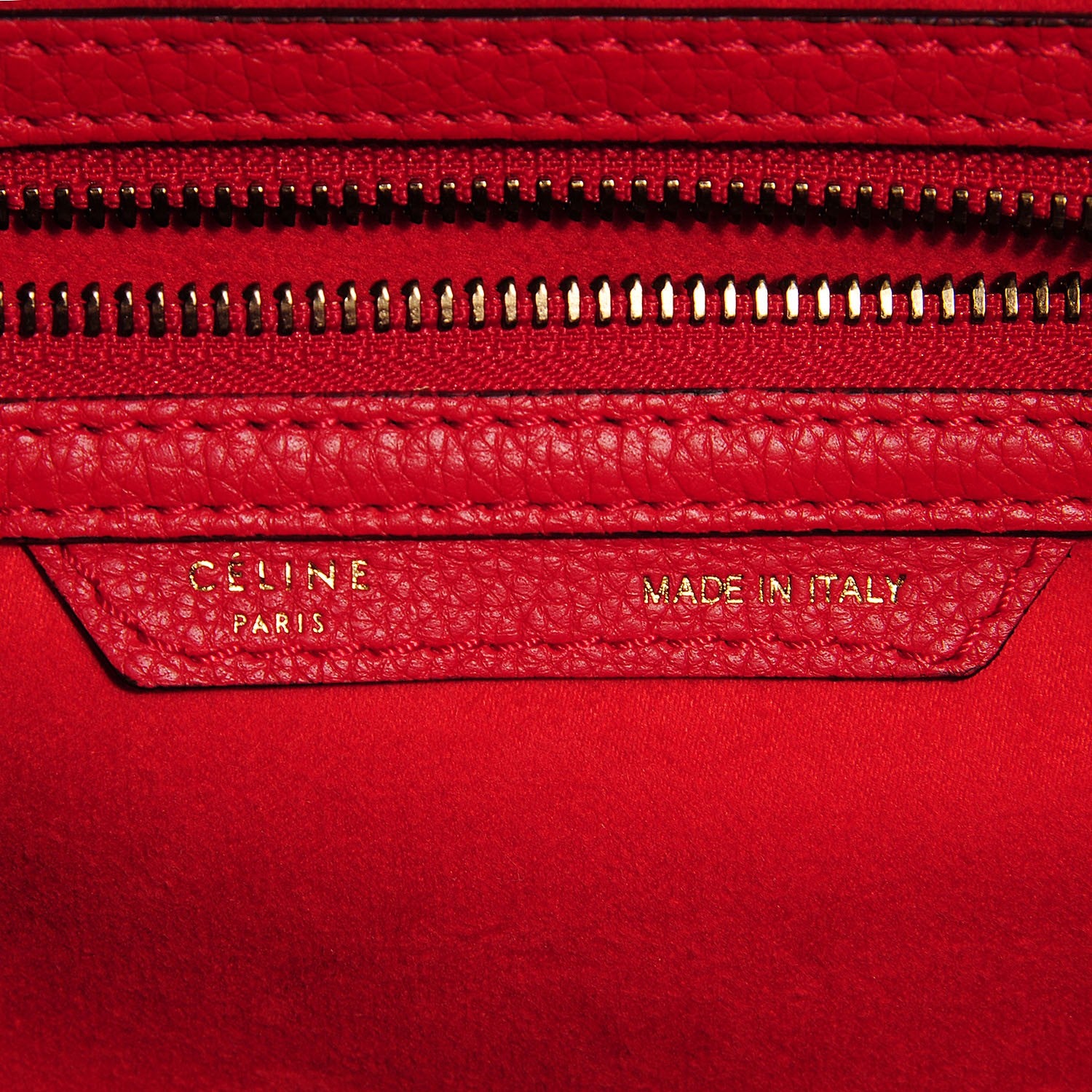 Celine Drummed Calfskin Mini Luggage Coquelicot 8 of 8