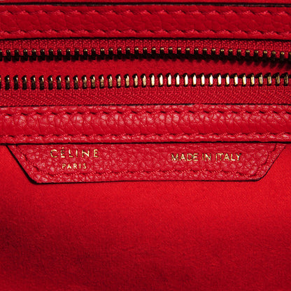 Celine Drummed Calfskin Mini Luggage Coquelicot 8 of 8