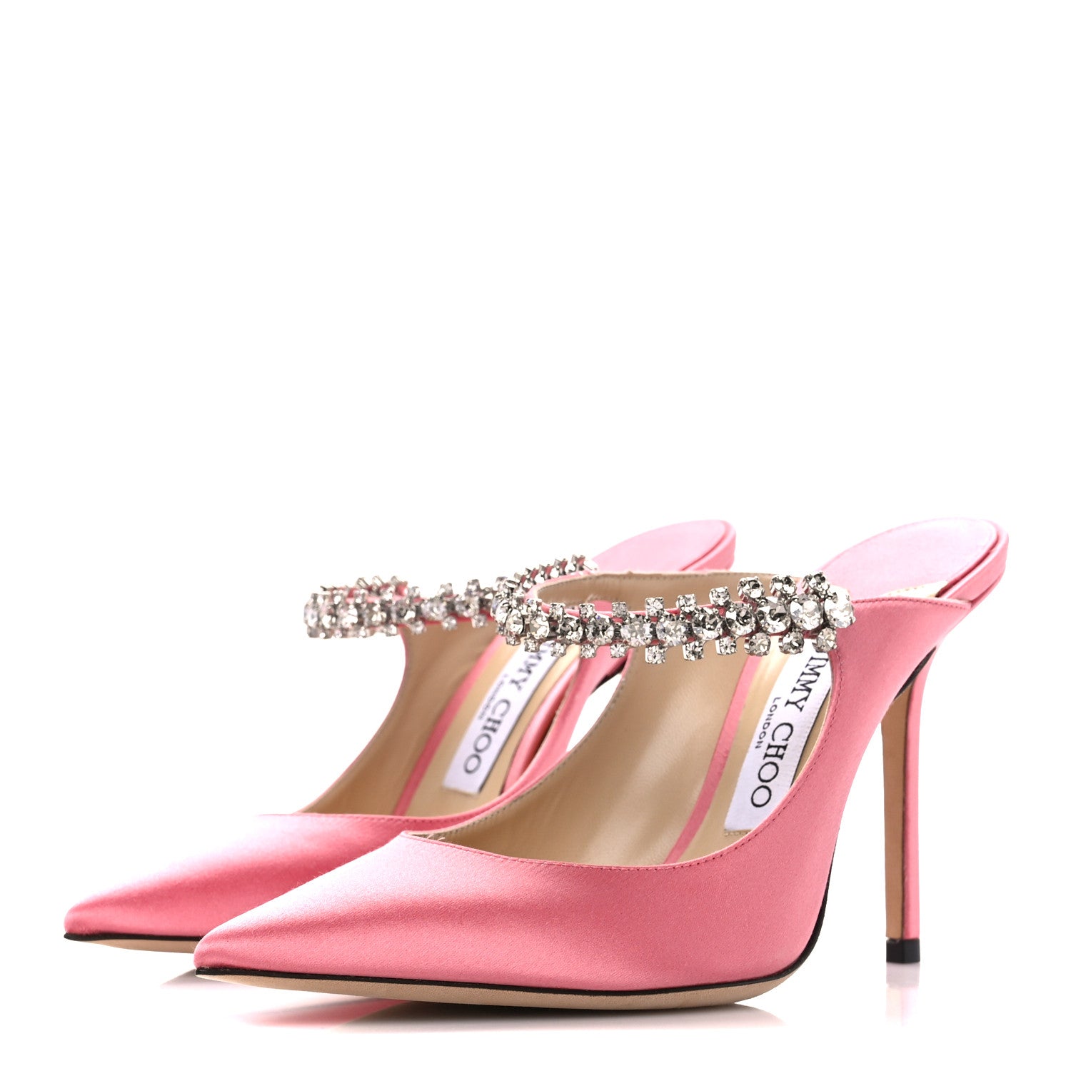 Jimmy Choo Satin Crystal Bing 100 Pumps 37 Rose 3 of 7