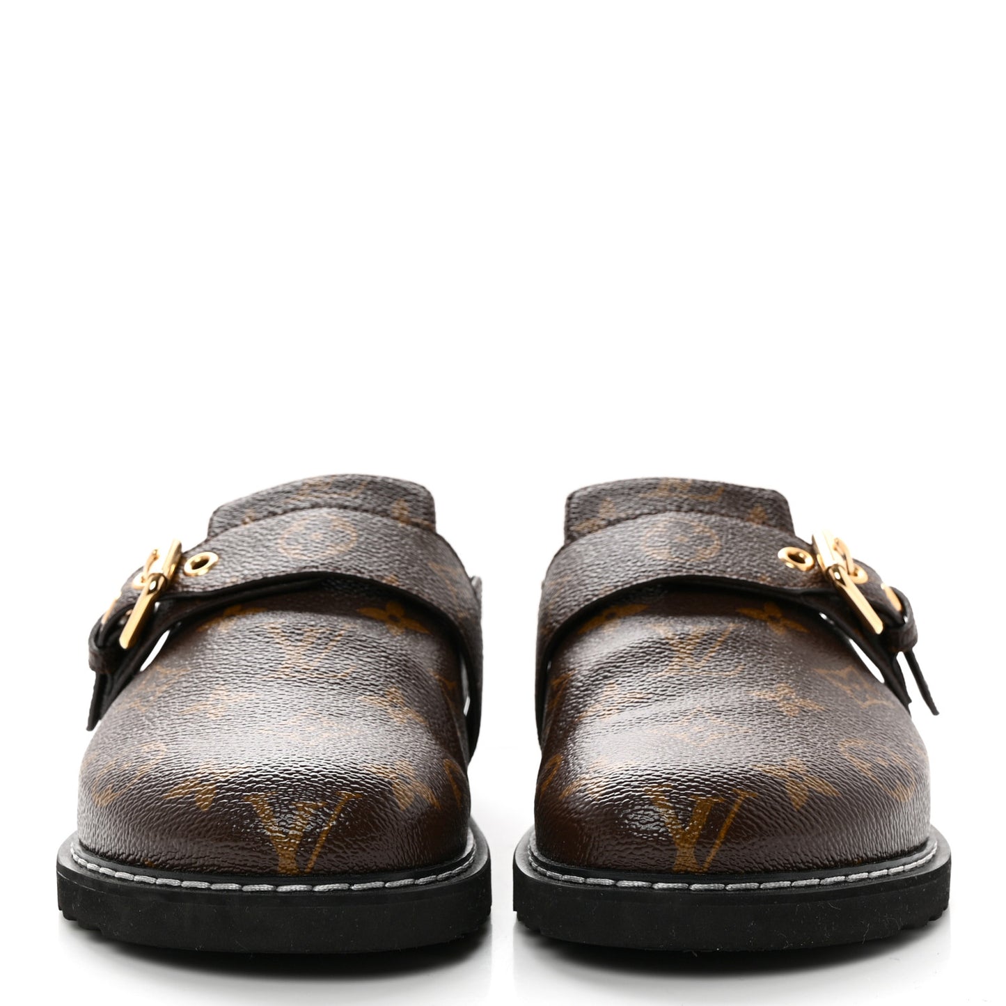 Patent Monogram Womens Cosy Flat Comfort Clog Mules 35 Brown