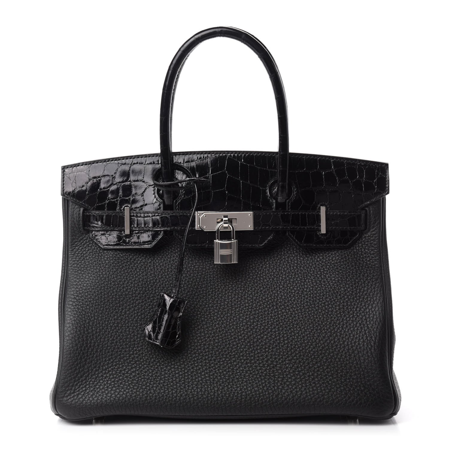 Hermes Togo Shiny Niloticus Crocodile Birkin Touch 30 Black 1 of 11
