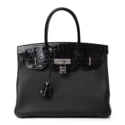 Hermes Togo Shiny Niloticus Crocodile Birkin Touch 30 Black 1 of 11