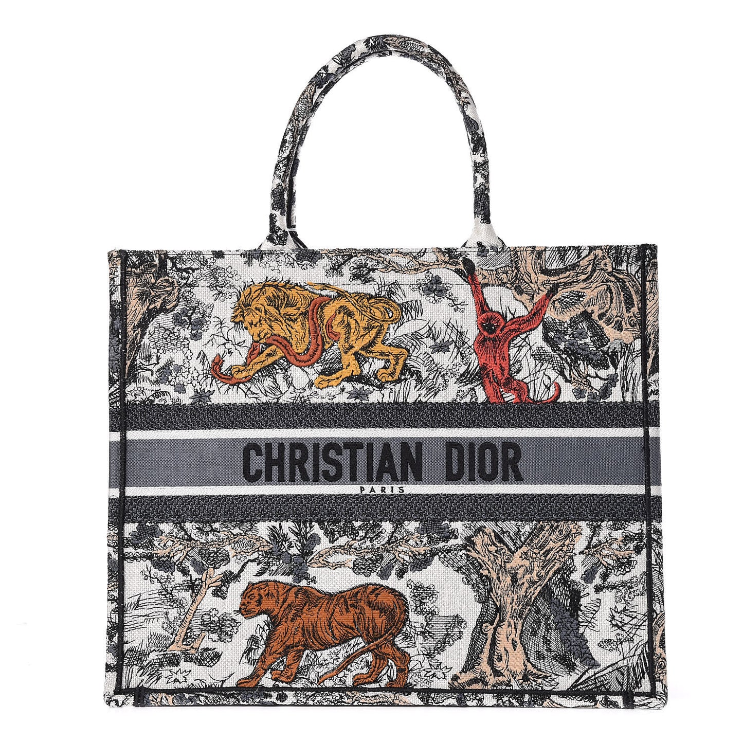 Canvas Embroidered Large Dioriviera Toile De Jouy Book Tote Multicolor